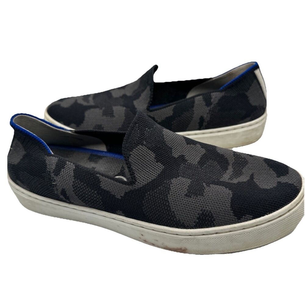 Rothy's The Original Slip On Sneaker Women's Size 7 Black Grey Camo Knit Comfort